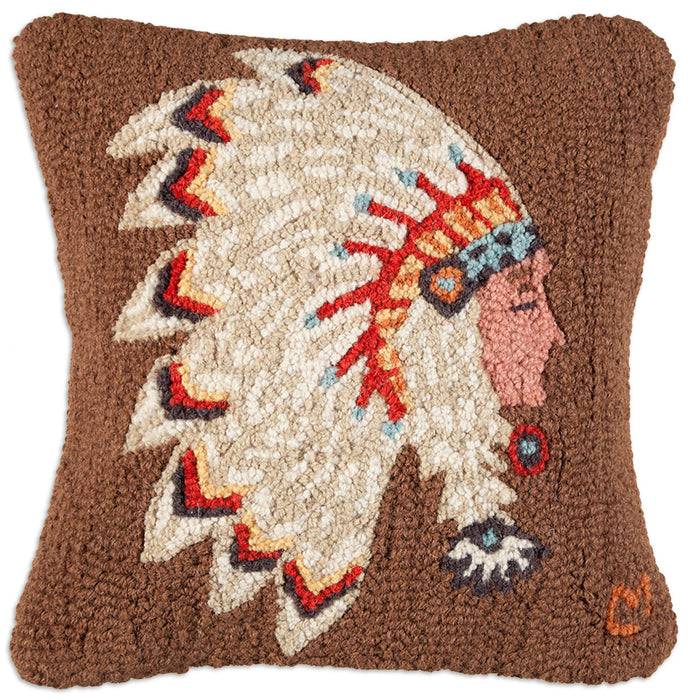 Chief Sitting Bull - Hooked Wool Pillow