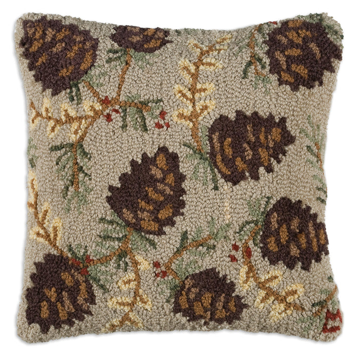 Northwoods Cone - Hooked Wool Pillow