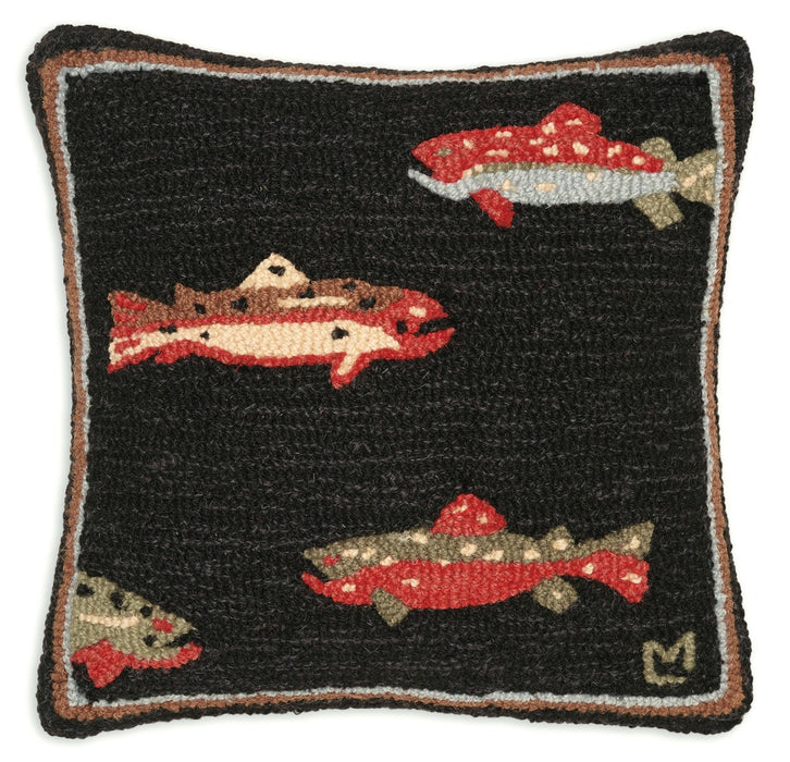 Trout - Hooked Wool Pillow