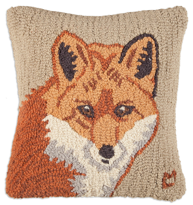 Fox Face - Hooked Wool Pillow