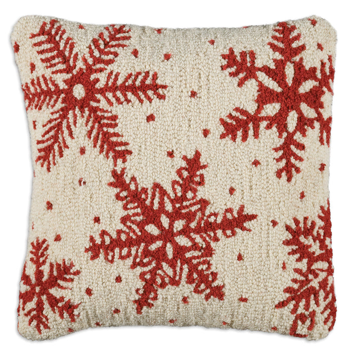 Icy Snowflakes - Hooked Wool Pillow