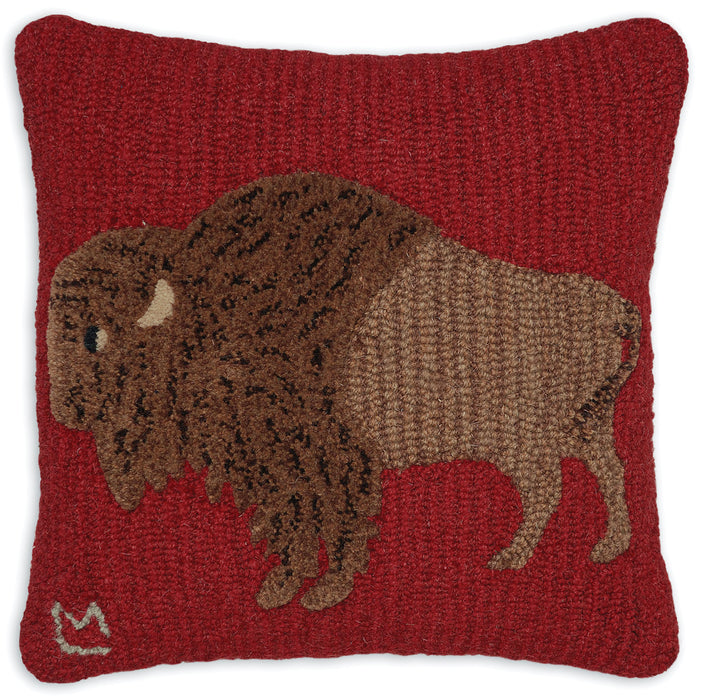Plush Buffalo - Hooked Wool Pillow