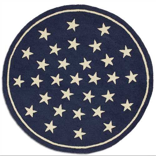 Blue Stars - Hooked Wool Rug — Cabin and Lodge