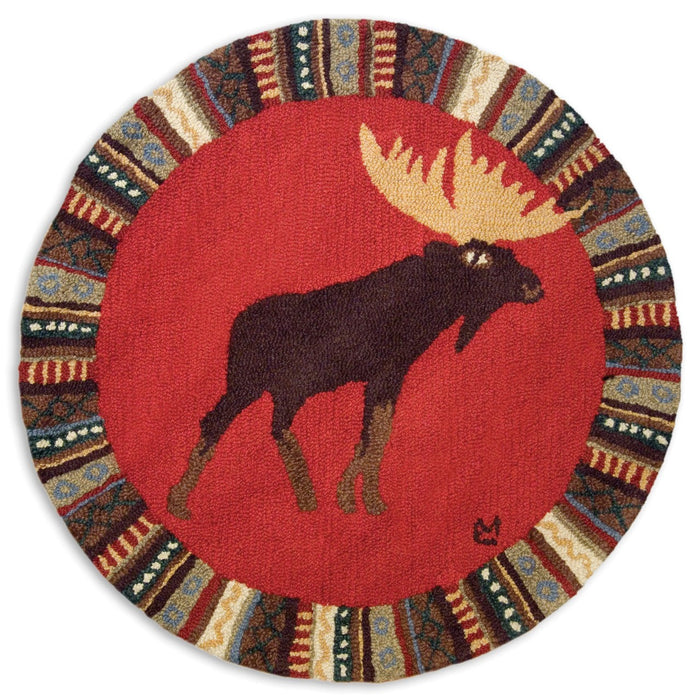 Cinnamon Moose - Hooked Wool Rug