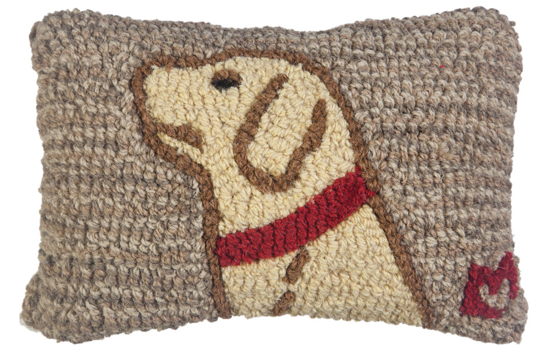 Begging Yellow Lab  - Hooked Wool Pillow