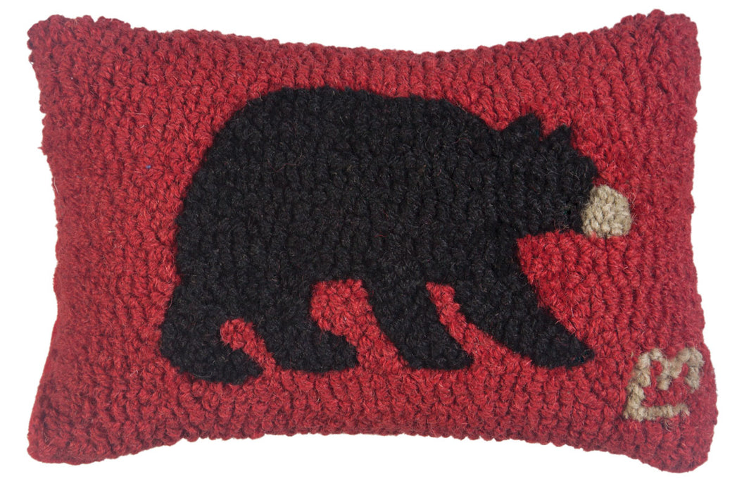 Black Bear - Hooked Wool Pillow
