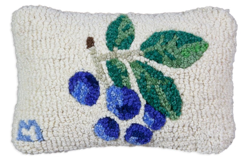 Blueberries - Hooked Wool Pillow