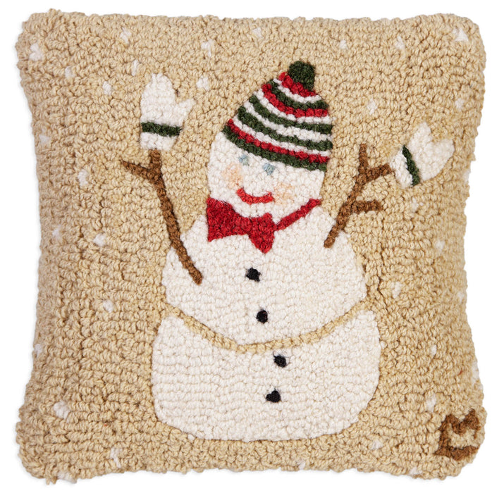 Bowtie Boy Snowman - Hooked Wool Pillow