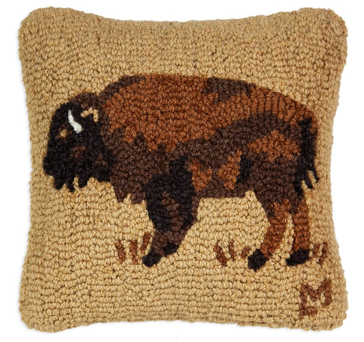 Buffalo - Hooked Wool Pillow