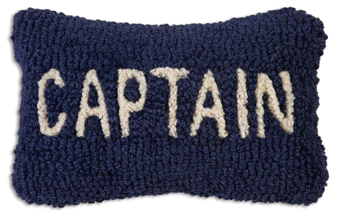 Captain (Blue Velveteen) - Hooked Wool Pillow