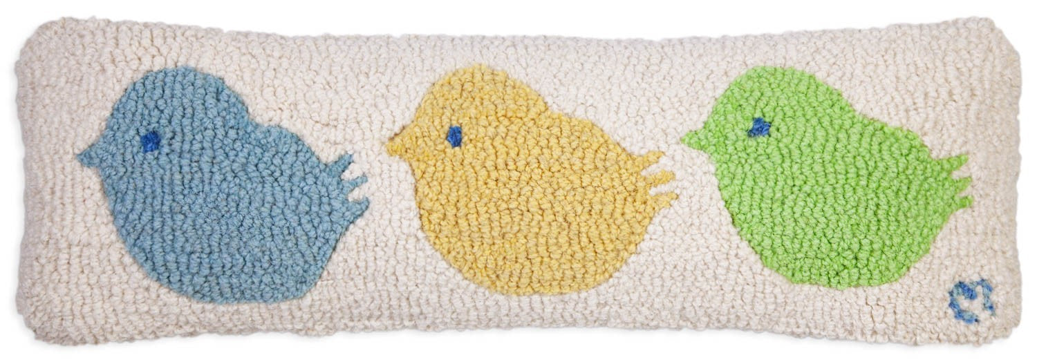 Chirping Peeps - Hooked Wool Pillow