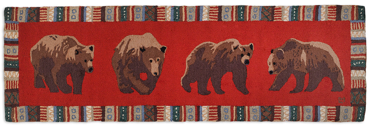 Cinnamon Bears - Hooked Wool Rug