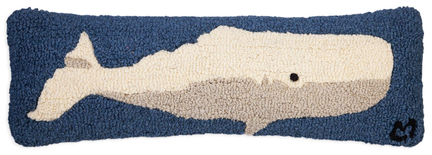 Classic Whale - Hooked Wool Pillow