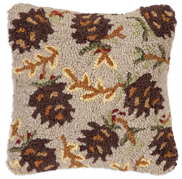 Cones Northwoods - Hooked Wool Pillow
