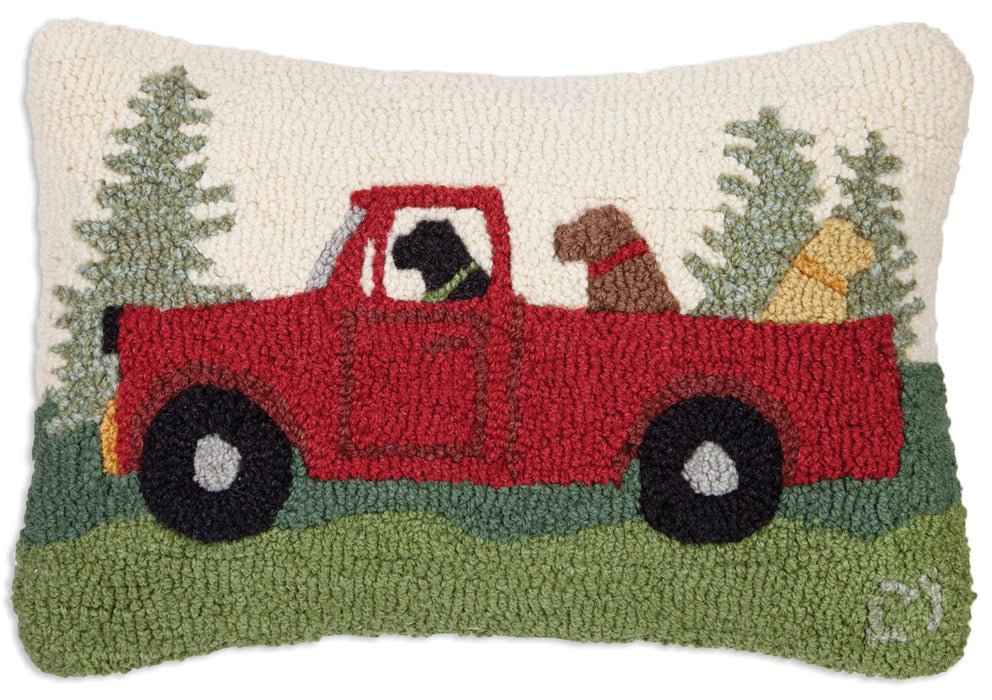 Country Dog Caravan - Hooked Wool Pillow