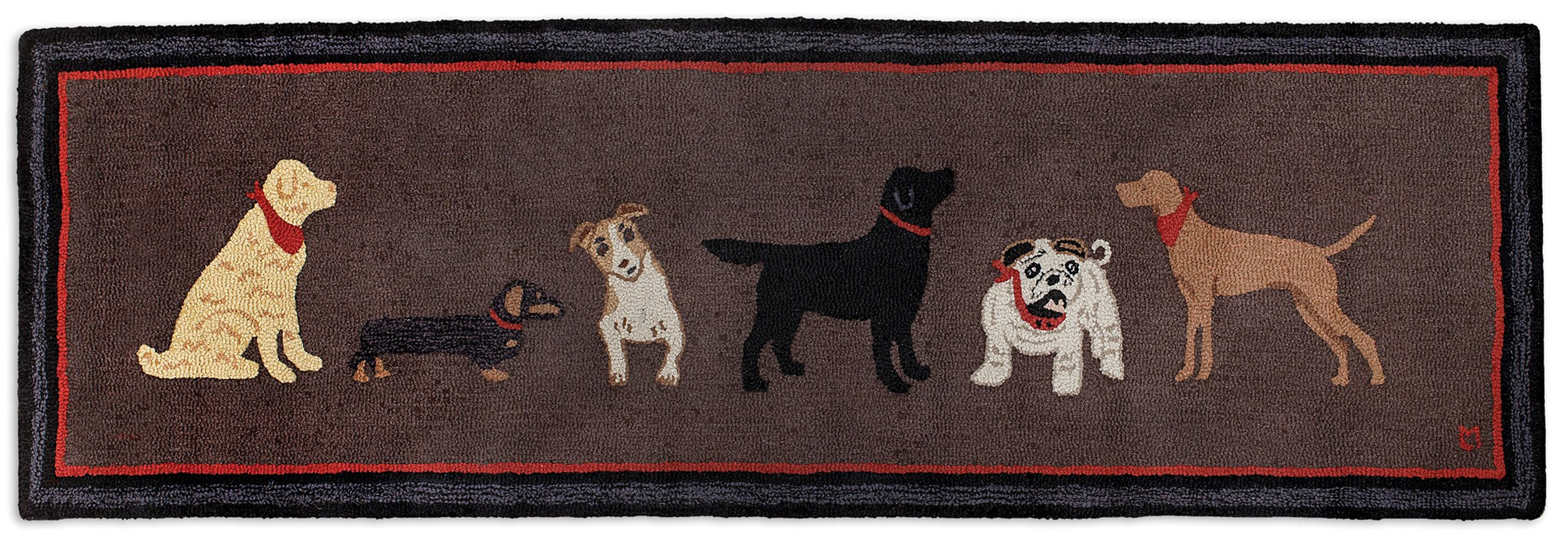 Dogs Welcome on Brown  - Hooked Wool Rug