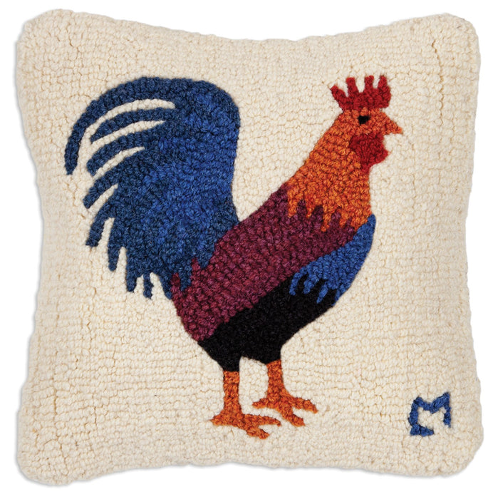 Doodle-Doo Rooster - Hooked Wool Pillow
