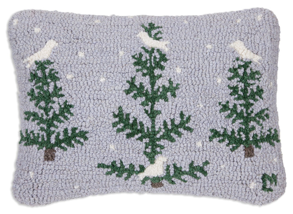Feather Tree Grey - Hooked Wool Pillow