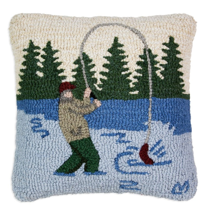 Fish Camp - Hooked Wool Pillow
