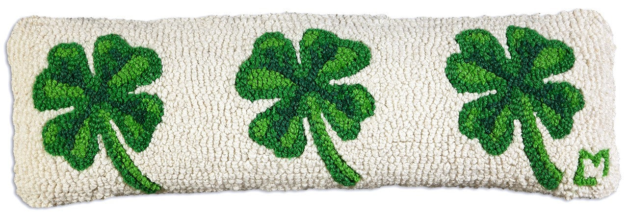 Four Leaf Clover  - Hooked Wool Pillow