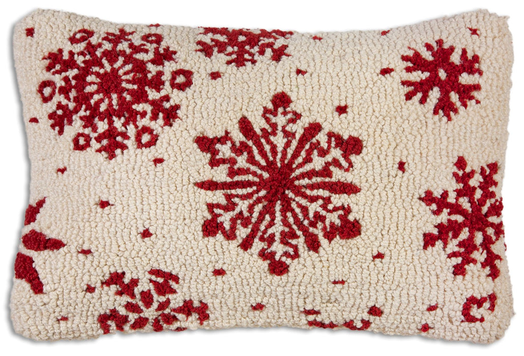 Frosty Flakes  - Hooked Wool Pillow