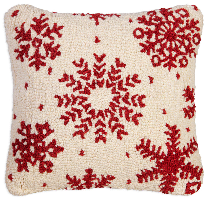 Frosty Flakes - Hooked Wool Pillow