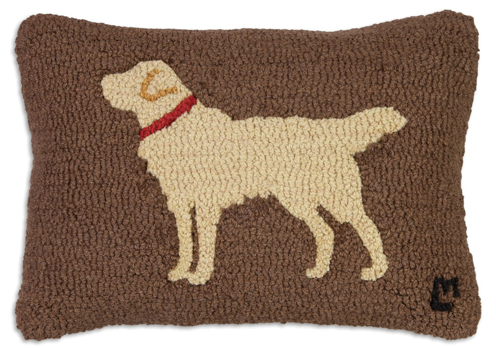 Golden Retriever on Brown - Hooked Wool Pillow