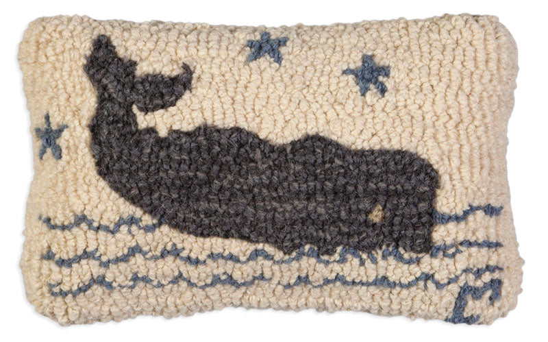 Grey Whale - Hooked Wool Pillow