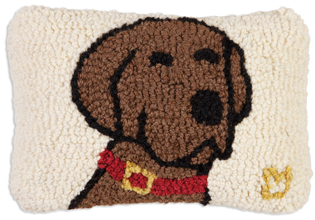 Harley Chocolate Dog - Hooked Wool Pillow