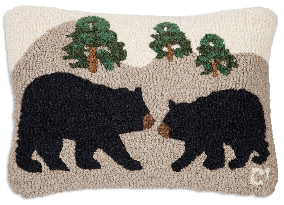 Hillside Bears - Hooked Wool Pillow