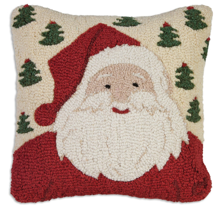 Jolly Ole Santa  - Hooked Wool Pillow