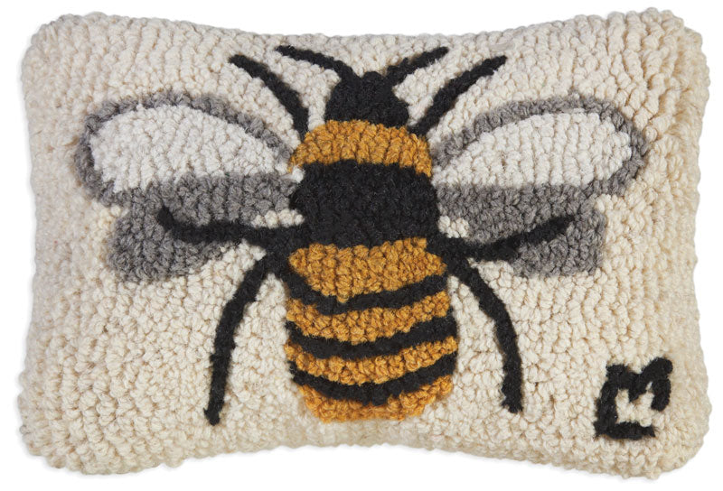 Lone Bee - Hooked Wool Pillow