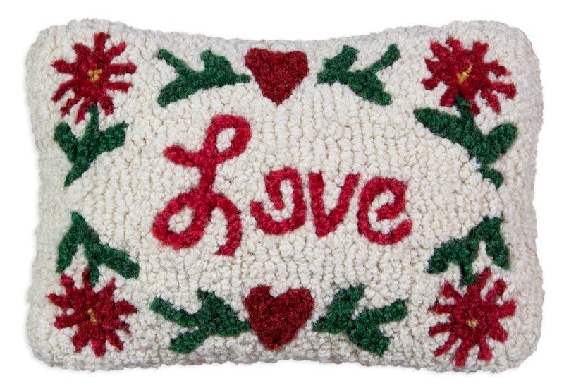 Love Flowers - Hooked Wool Pillow