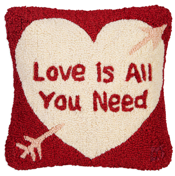 Love is all You Need - Hooked Wool Pillow