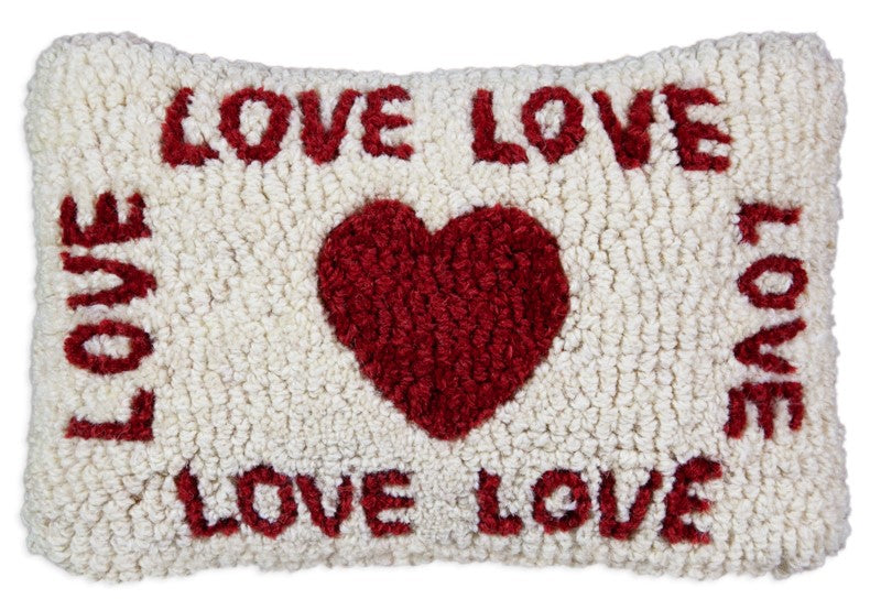 Love Love Love - Hooked Wool Pillow