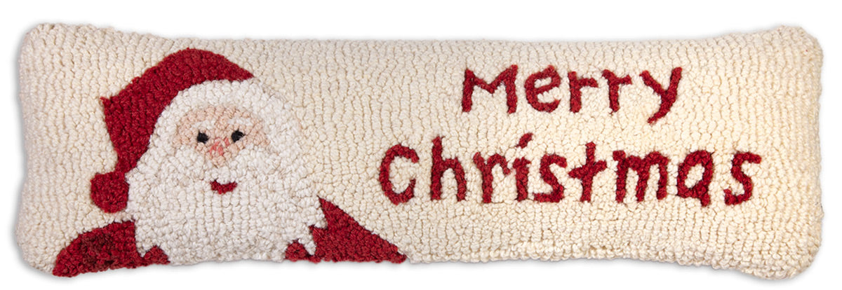 Merry Santa  - Hooked Wool Pillow
