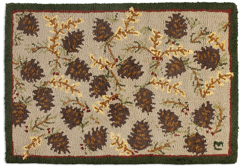 Northwoods Cones  - Hooked Wool Rug