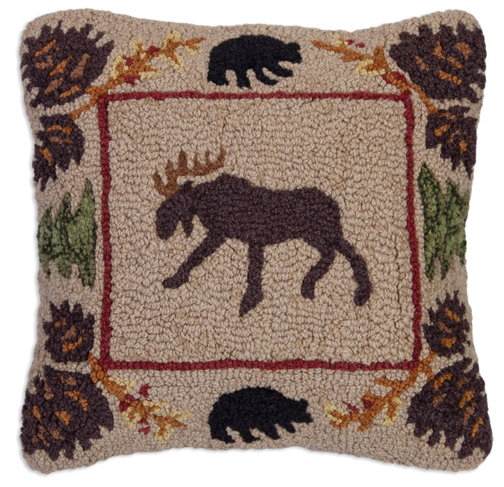 Northwoods Moose - Hooked Wool Pillow