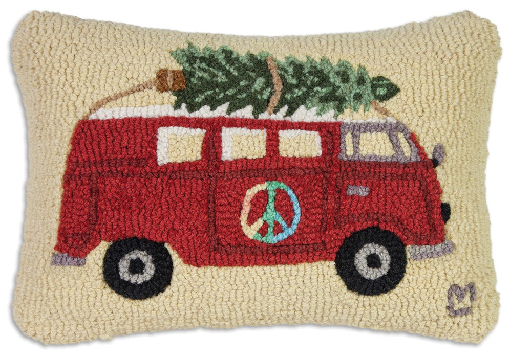 Peace at Christmas  - Hooked Wool Pillow