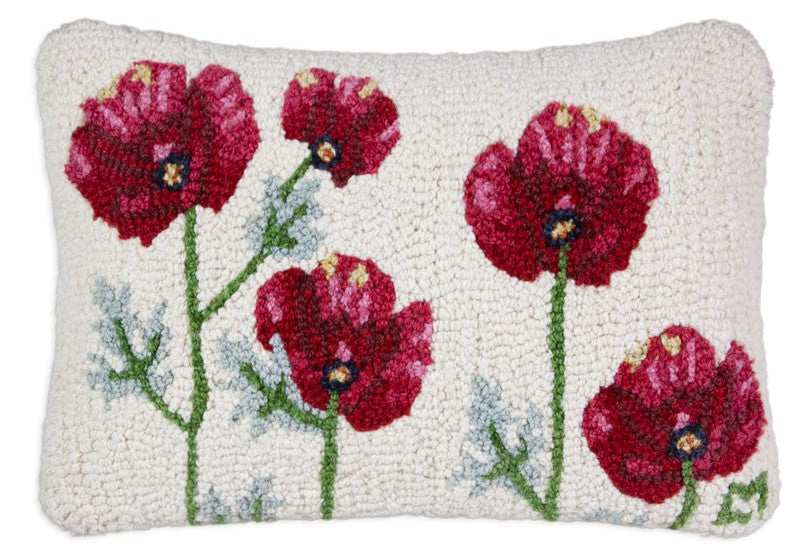 Poppy Profusion - Hooked Wool Pillow