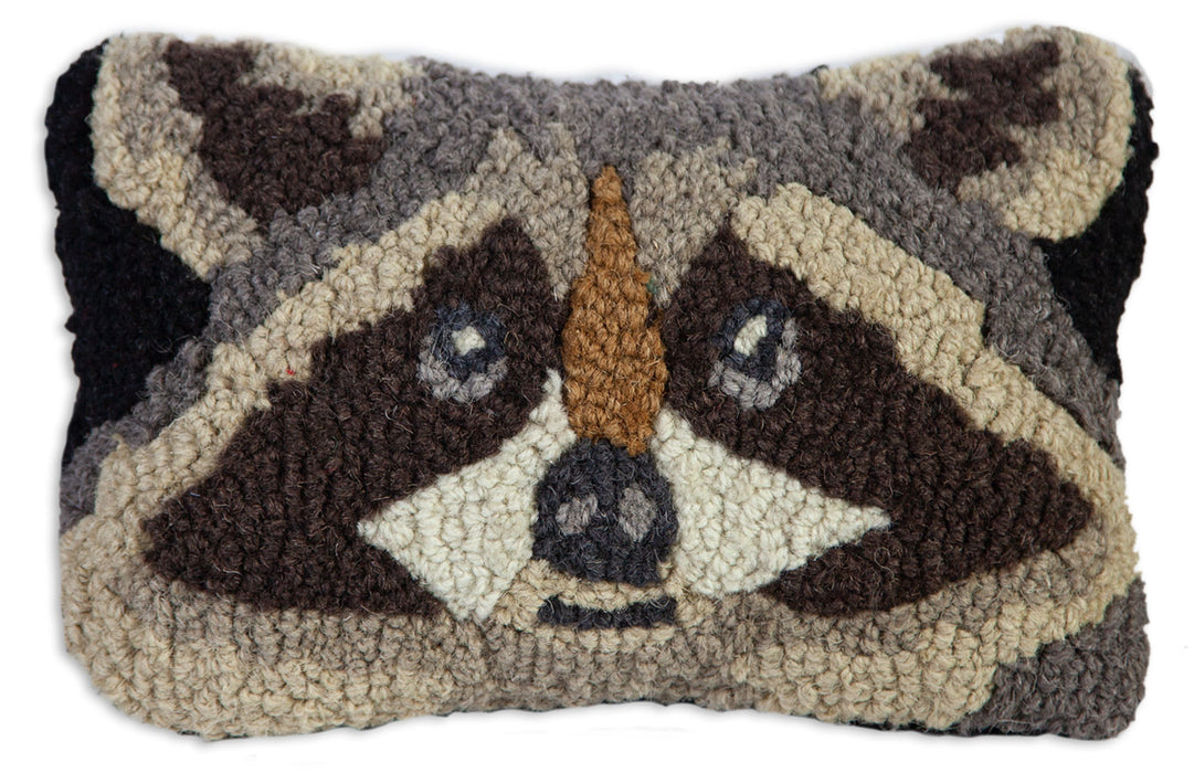 Raccoon - Hooked Wool Pillow