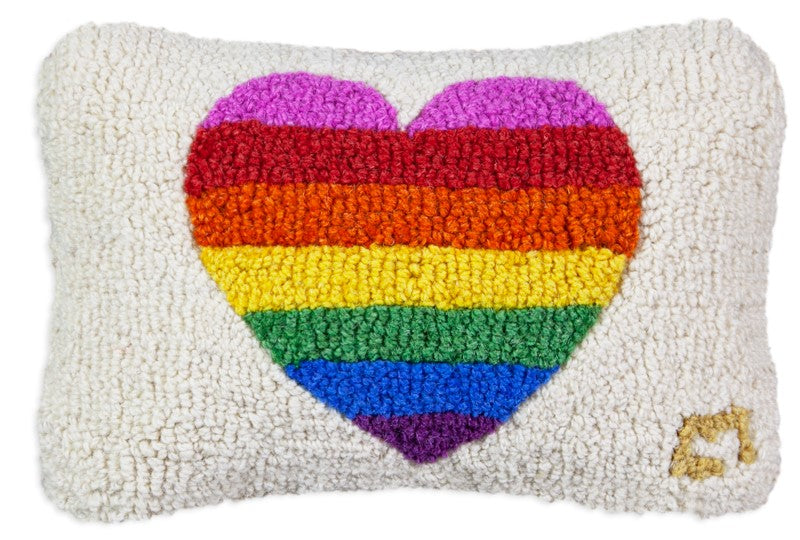 Rainbow Glow - Hooked Wool Pillow
