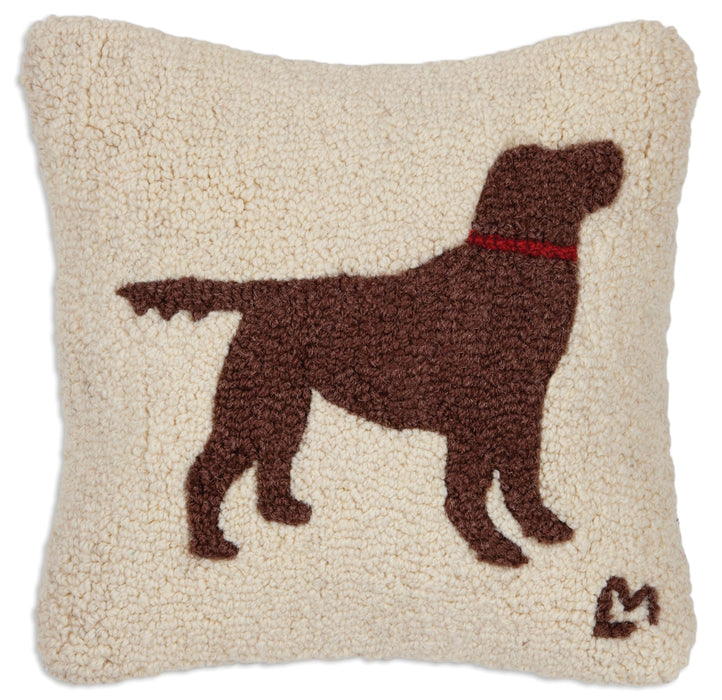 Ready Chocolate Retriever - Hooked Wool Pillow