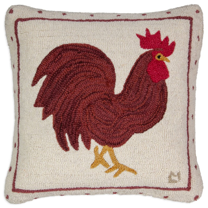 Rhode Island Rooster - Hooked Wool Pillow