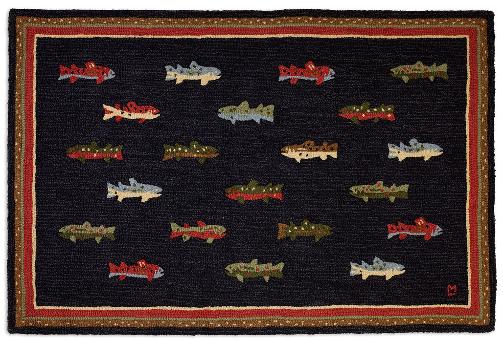 River Fish  - Hooked Wool Rug
