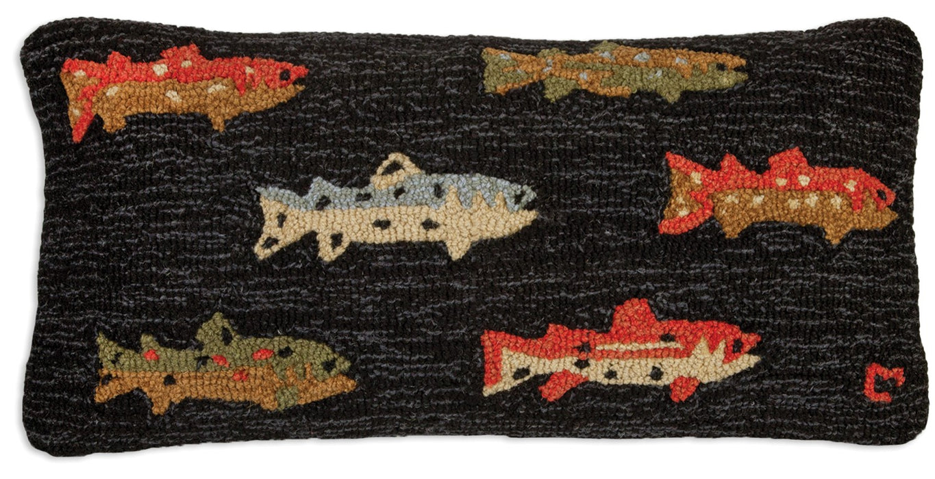 River Fish - Hooked Wool Pillow