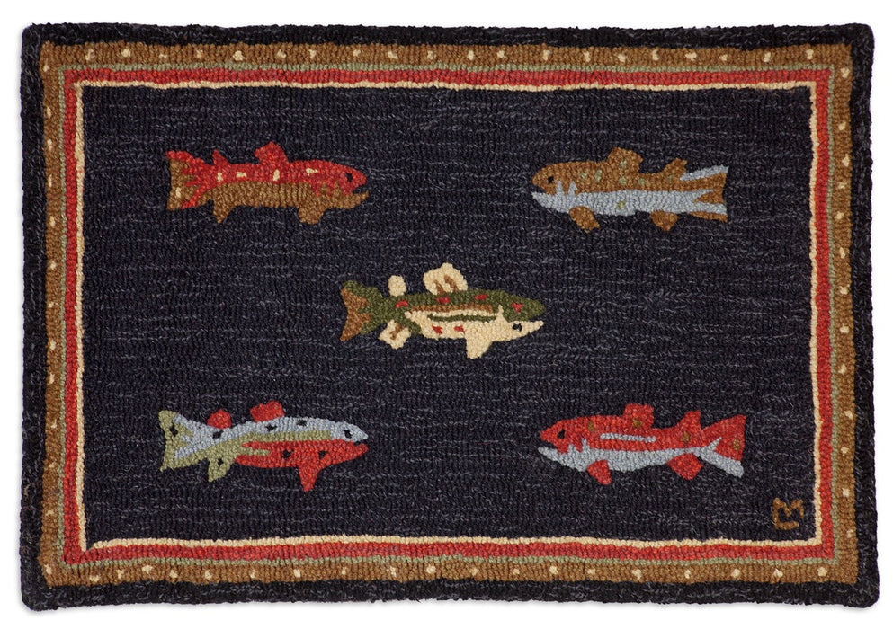 River Fish  - Hooked Wool Rug