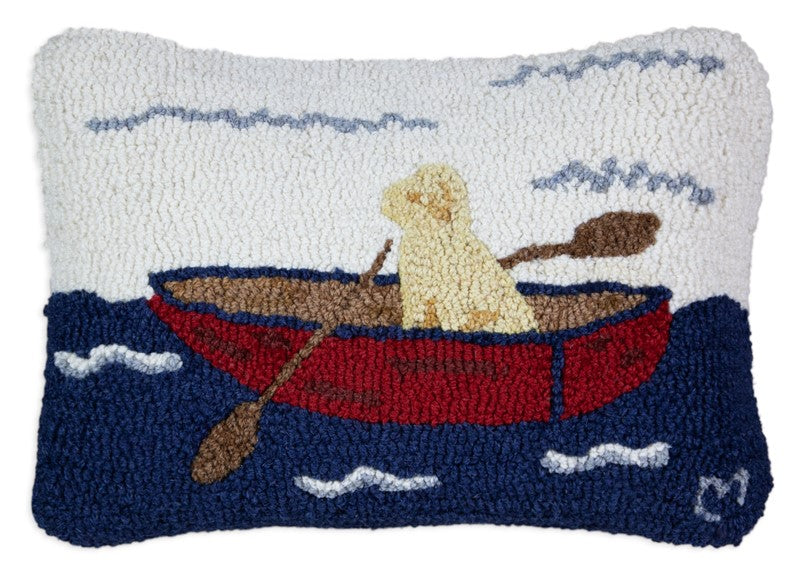 Row Your Boat (yellow) - Hooked Wool Pillow