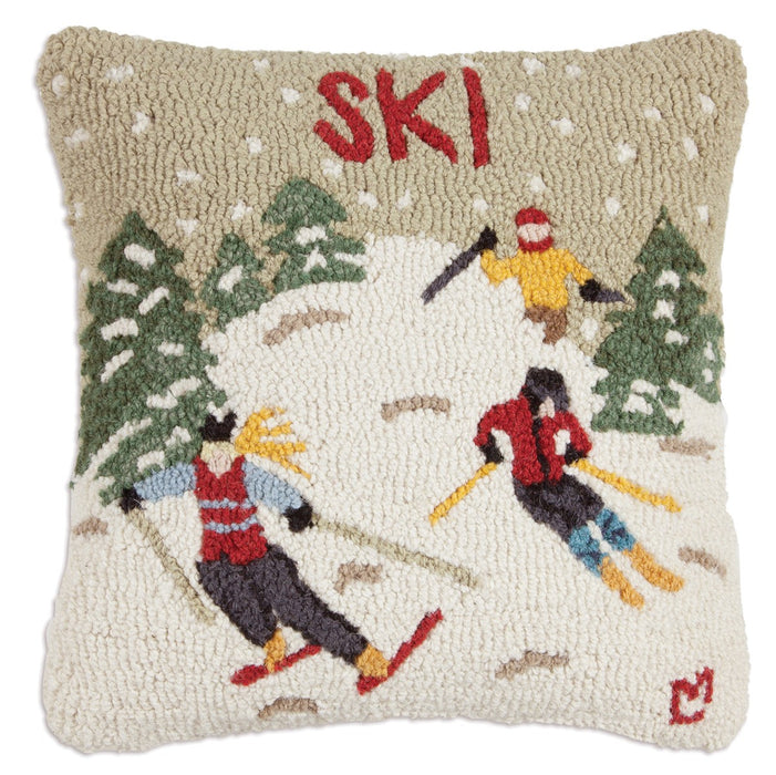 Ski Country - Hooked Wool Pillow