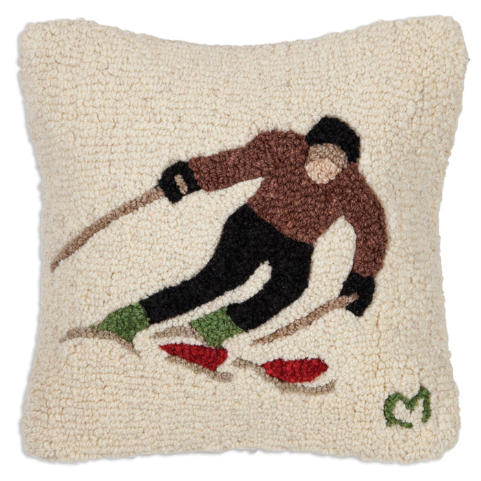 Ski Run - Hooked Wool Pillow